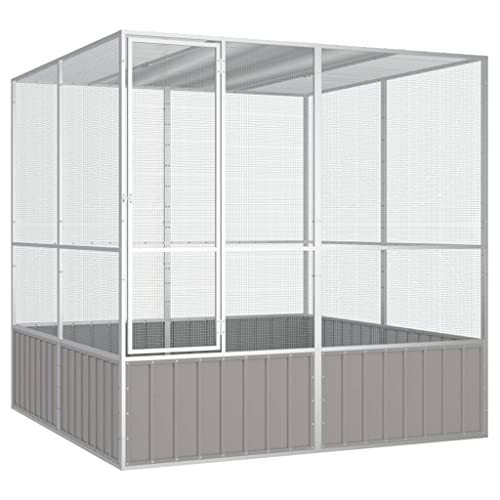 Hommdiy Vogelkäfig Vogelhaus Käfig Verzinkter Stahl Grau,213,5 x 217,5 x 211,5 cm von Hommdiy