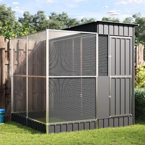 Hommdiy Voliere mit Erweiterung Silbern 209x203x216 cm Stahl Hommdiy Voliere mit Erweiterung Silbern 209x203x216 cm Stahl von Hommdiy