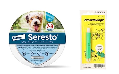 Seresto Hund Zeckenschutz Insektenschutz Halsband für kleine Hunde bis 8kg mit Zeckenzange: für 7 bis 8 Monate wirksamen Schutz Seresto Hund Zeckenschutz Insektenschutz Halsband für kleine Hunde bis 8kg mit Zeckenzange: für 7 bis 8 Monate wirksamen Schutz von Seresto