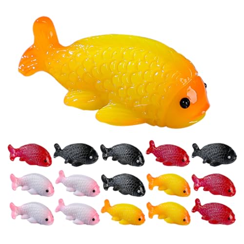 Homoyoyo 16 Stück Kleine Goldfische Aus Kunstharz Mini-Goldfischfiguren Kunstharz Fischspielzeug Meerestiere Spielzeug Gartenzubehör Miniatur Für Heimdekoration DIY-Handwerk von Homoyoyo