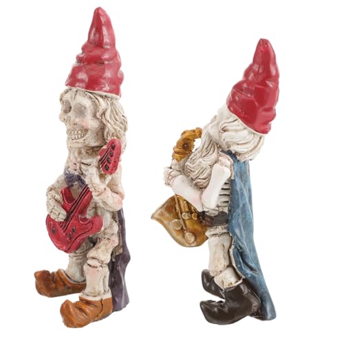 Homoyoyo 2 Stück Halloween Gartenornament Gnom Skelett Figuren aus Langlebigem Harz Dekorativ für Aquarium Moos Sukkulenten Mikro-landschaften Gartendekoration Innen und Außen von Homoyoyo