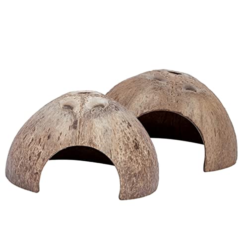 Homoyoyo Reptilien- -Set – 2er-Pack Kokosnussschalen-verstecke Terrarium-Reptilien-zubehör Versteckhöhle Für Eidechsen von Homoyoyo