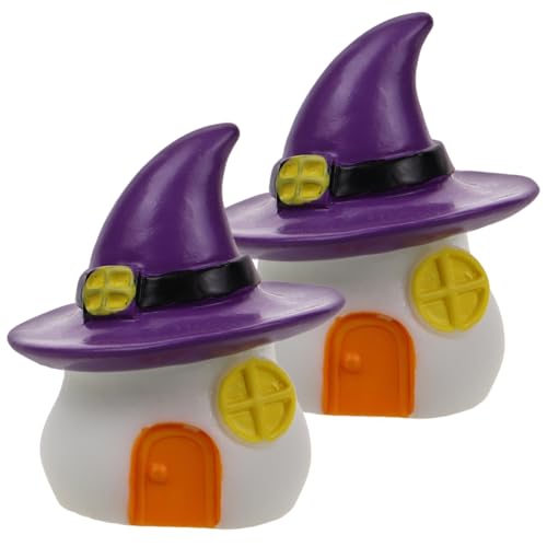 Homoyoyo 2 Stück Teiliges Miniatur Halloweenhaus aus Harz Stabile Dekofiguren für Mini Garten Pflanzentopf Party und Terrarium Kreative Kürbislicht Häuser für Gruselige Herbstdeko von Homoyoyo