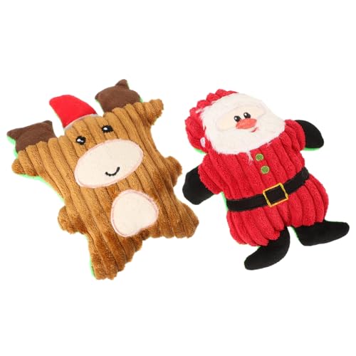 Homoyoyo 2 Stück Weihnachtliches Teiliges Quietschspielzeug aus Weichem Plüsch Langlebiges Kauspielzeug für Welpen Beugt Langeweile vor Geeignet für Kleine und Große Hunde Multifunktional von Homoyoyo