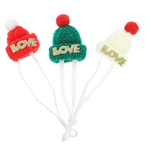 Homoyoyo 3 Stück Teiliges Weihnachtsmützen für Hamster und Kleine Haustiere Handgestrickt mit Verstellbaren Trägern Leichtes Komfortables Design Festliche Kopfbedeckung für Haustierfotos von Homoyoyo