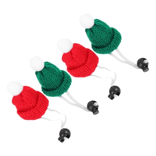 Homoyoyo 4 Stück Handgestrickte Weihnachtsmütze für Kleintiere Rot Grün Verstellbar Weiches Material Niedliche Foto Requisite für Hamster Echsen Party und Festtage von Homoyoyo