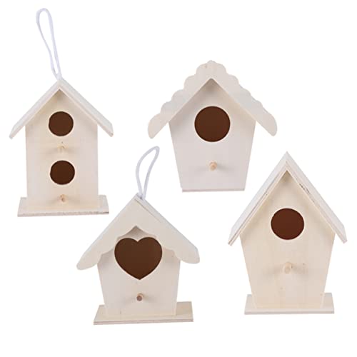 Homoyoyo 4 x Kleine Vogelhäuser Zum Bemalen Aus Hellem Holz – Perfekt Für Die Vogelbeobachtung Und Kreative Heimdekoration - Ideal Für Und Naturliebhaber von Homoyoyo