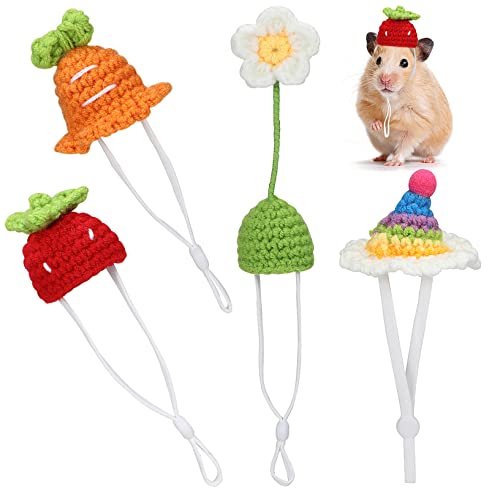 Homoyoyo Niedliches Gestricktes Mini-tiermützen-Set 4-teilig Für Haustiere Für Partys Und Feiern von Homoyoyo