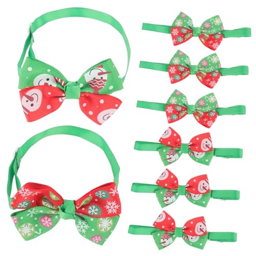 Homoyoyo 8 Stück Teiliges Verstellbares Haustier mit Weihnachtlichem Muster und Schleifen Komfortabel und Sicher für Hunde und für Weihnachtsfeiern und Festliche Kostüme von Homoyoyo