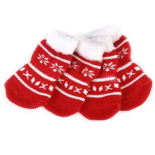 Homoyoyo 8 Stück Weihnachts Socken Für Hunde Und Katzen - rutschfeste - Warme Baumwollsocken Im Festlichen Design Ideal Für Die Kalte Jahreszeit Und Haustierbekleidung Zu Weihnachten von Homoyoyo