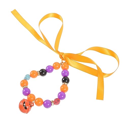 Homoyoyo Halloween Haustierhalsband Verstellbar mit Kürbisanhänger und Glocke Stilvolles Katzen und Hundehalsband Feines Nähen Geeignet für Welpen Kaninchen und Katzen Festliche Dekoration von Homoyoyo