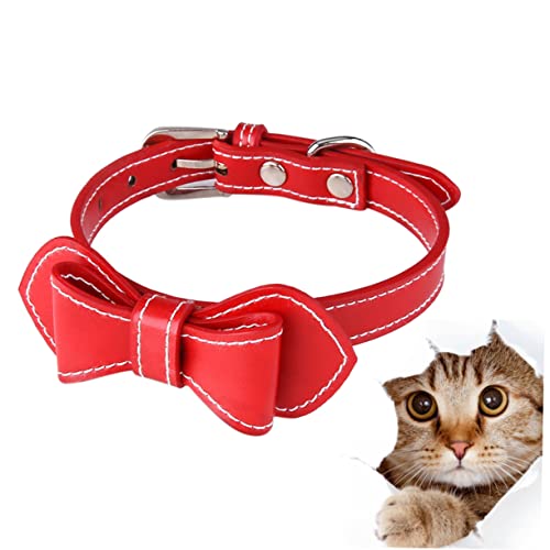 Homoyoyo Haustierhalsband Mit Schleife – Stilvolles PU-Halsband Für Hunde in Rot - Ideal Für Jeden Anlass Verstellbar Und Langlebig Perfektes Accessoire Für Ihren Vierbeiner von Homoyoyo