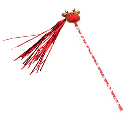 Homoyoyo Interaktives Katzenspielzeug Weihnachtsstil REH Design Kitten Teaser Stab für Wohnungskatzen Langeweilevertreiber und Gesunde Katzenübung von Homoyoyo