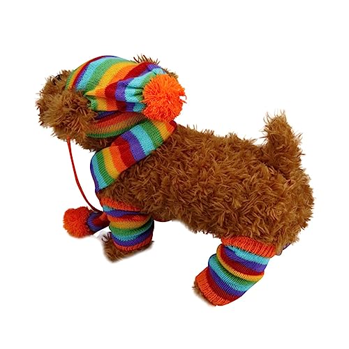 Homoyoyo Kuscheliger Hundepullover Mit Passendem Hut Und Schal - Gestrickt Im Bunten Regenbogenstreifen-Design Ideal Für Winterfestivals Und Weihnachtsoutfits – Größe XXS Homoyoyo Kuscheliger Hundepullover Mit Passendem Hut Und Schal - Gestrickt Im Bunten Regenbogenstreifen-Design Ideal Für Winterfestivals Und Weihnachtsoutfits – Größe XXS von Homoyoyo