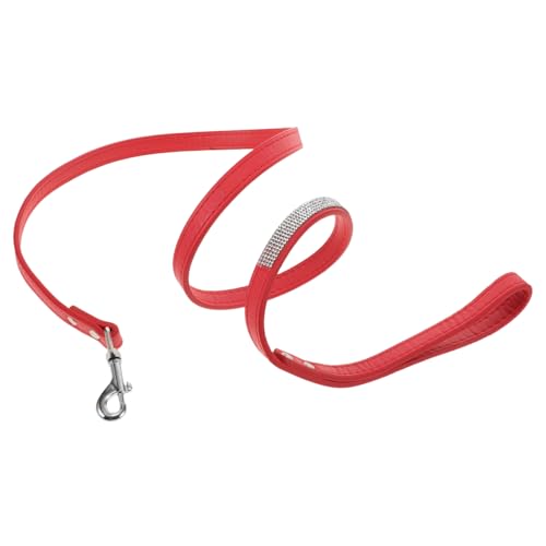 Homoyoyo PU Hundeleine mit Strasssteinen Verstellbare Trainingsleine für Kleine Farbenfrohe Design Hundeleine für Bequemes Spazierengehen und Training Rot Homoyoyo PU Hundeleine mit Strasssteinen Verstellbare Trainingsleine für Kleine Farbenfrohe Design Hundeleine für Bequemes Spazierengehen und Training Rot von Homoyoyo