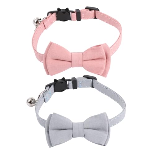 Homoyoyo Set Katzenhalsband Mit Reflektierendem Glöckchen Und Schleife – Verstellbares - Stoffdesign in Rosa Für Stilvolle Katzen – Weihnachten Und Besondere Anlässe von Homoyoyo