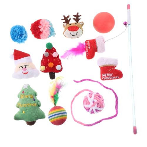 Homoyoyo Teiliges Interaktives Katzenspielzeug Weihnachtsstrumpf mit Quietscher Kratzfestes und Beißfestes zur Beschäftigung von Katzen und Kätzchen Fördert Spielspaß und Stressabbau von Homoyoyo