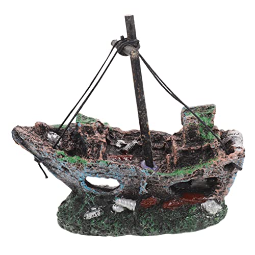 Homoyoyo Unterwasser Schiffwrack Dekoration Harz Ornament für Aquarium und Fischtank als Versteck für Fische und Garnelen Kompakte Dekoration für Jede Umgebung von Homoyoyo