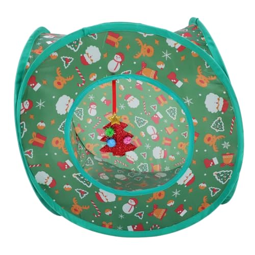 Homoyoyo Weihnachtlicher Katzen Spieltunnel für Drinnen Faltbarer Gerader Katzen Krabbeltunnel Interaktives Katzenspielzeug für Kätzchen und Kaninchen Fördert Entdeckungslust und Spielspaß von Homoyoyo