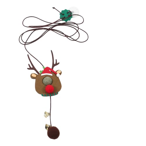 Homoyoyo Weihnachtliches Katzenspielzeug Elch mit Glocke Elastischem Türhänger Interaktives Katzenspielzeug für Katzen und Kätzchen Fördert Aktivität und Haustierspielzeug von Homoyoyo