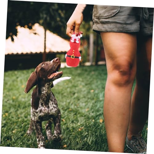 Homoyoyo Weihnachtliches Latex Kauspielzeug für Hunde mit Quietschfunktion Robustes Beißspielzeug für Welpen Interaktives Outdoor Stressabbauend und Leicht zu Transportieren Rotes Design von Homoyoyo