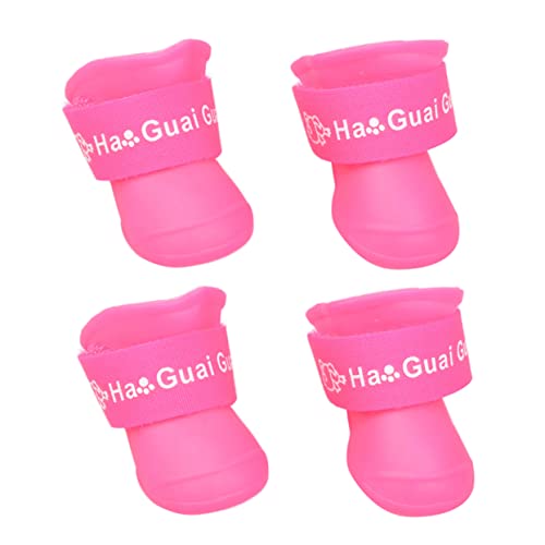 Homoyoyo wasserdichte Anti-Rutsch Hundestiefel Für Welpen – Einstellbare Gummistiefel in Bunten Farben - Ideal Für Regen Und Schnee – Größe S Rosa von Homoyoyo