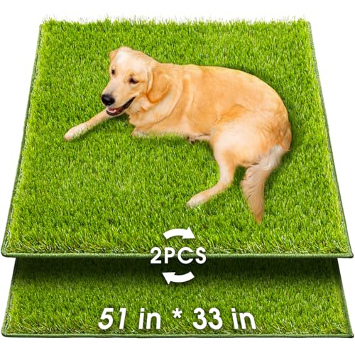 Hompet künstliches Gras für Hunde, 129×84 cm, leicht zu reinigen mit Entwässerungslöchern, Töpfchen -Trainingspad und Ersatz gefälschter Grasgeruch, Rasendekoration im Freien Teppich Terrasse von Hompet