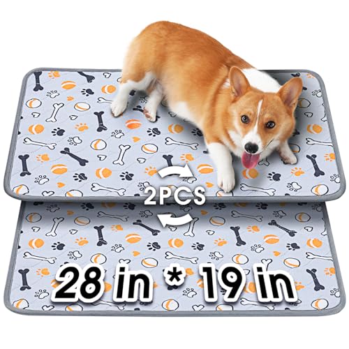 Hompet waschbare Pee-Pads für Hunde, 71×49 cm, 2-Pack-Dicke schwere Absorption wiederverwendbares Pee-Pads verhindern Leckagen ohne Rutsch, Haustiertrainingspads für Welpen-Spielstall von Hompet