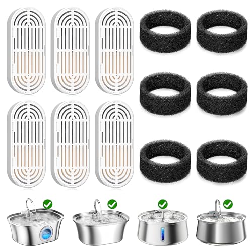 Ersatzfilter für Katzenbrunnen Edelstahl, 6 Pcs Ersatzfilter Trinkbrunnen Katzen & 6 Pcs Schaumfilter, Katzentrinkbrunnen Filter für Hunde, Katzenbrunnen Ersatzkohlefilter für 3,2L Katze Trinkbrunnen Ersatzfilter für Katzenbrunnen Edelstahl, 6 Pcs Ersatzfilter Trinkbrunnen Katzen & 6 Pcs Schaumfilter, Katzentrinkbrunnen Filter für Hunde, Katzenbrunnen Ersatzkohlefilter für 3,2L Katze Trinkbrunnen von Homrich