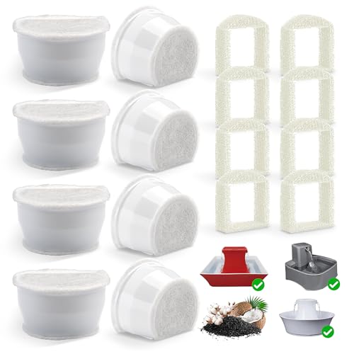 Ersatz-Kohlefilter für Katzenbrunnen, 8 Stück Wasserbrunnenfilter und 8 Stück Schaumstoff-Vorfilter, kompatibel mit PetSafe Drinkwell Avalon, Pagode, 2 Gallone, Sedona Pet Water Dspensers Wassernapf Ersatz-Kohlefilter für Katzenbrunnen, 8 Stück Wasserbrunnenfilter und 8 Stück Schaumstoff-Vorfilter, kompatibel mit PetSafe Drinkwell Avalon, Pagode, 2 Gallone, Sedona Pet Water Dspensers Wassernapf von Homrich
