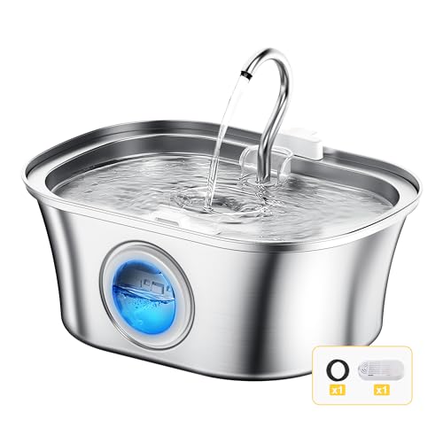 Katzenbrunnen Edelstahl, Trinkbrunnen für Katze, 3,2L Katzenbrunnen für Katzen, Trinkbrunnen für Haustiere mit Leiser Pumpe, Wasserhahn-Design, Spülmaschinenfest von Homrich