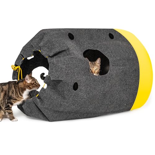 Homrich Katzenteppich Spielmatte, Spielsack für Katzen Interaktives Katzenspielzeug, Katzen Beschäftigung Spielteppich Pfotenjagd Katze, Intelligenzspielzeug mit Deiner Katze zur Verschiedene Formen von Homrich