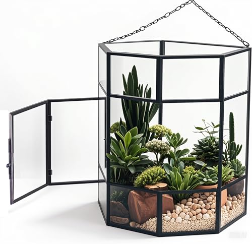 Homtone 12,5 x 10 cm Hexagonales Glas-Terrarium mit Aufhängekette, Handgefertigte Pflanzen-Aufbewahrung aus Messing und gehärtetem Glas, Seitentür für einfache Pflege, Eine Gute Wahl als Geschenk Homtone 12,5 x 10 cm Hexagonales Glas-Terrarium mit Aufhängekette, Handgefertigte Pflanzen-Aufbewahrung aus Messing und gehärtetem Glas, Seitentür für einfache Pflege, Eine Gute Wahl als Geschenk von Homtone