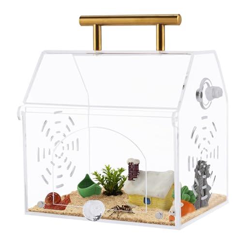 Homtone Mini Acryl Springspinnen Terrarium in Hausform, Hochwertige transparente Schneckenterrarium mit Magnettür und Futteröffnung, Geeignet für Springspinnen, Schnecken und Insekten Homtone Mini Acryl Springspinnen Terrarium in Hausform, Hochwertige transparente Schneckenterrarium mit Magnettür und Futteröffnung, Geeignet für Springspinnen, Schnecken und Insekten von Homtone