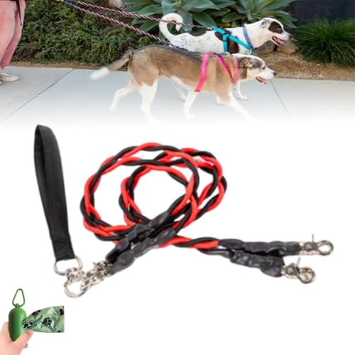 Doppelte Bungee-Leine – Trainingstool for Den Ersten Schritt, Verwicklungsfreie Doppelleine for 2 Hunde, Stabile Trainingsleine for Spazierengehen, Mit Umweltfreundlichen Kotbeuteln Doppelte Bungee-Leine – Trainingstool for Den Ersten Schritt, Verwicklungsfreie Doppelleine for 2 Hunde, Stabile Trainingsleine for Spazierengehen, Mit Umweltfreundlichen Kotbeuteln von Homtrator
