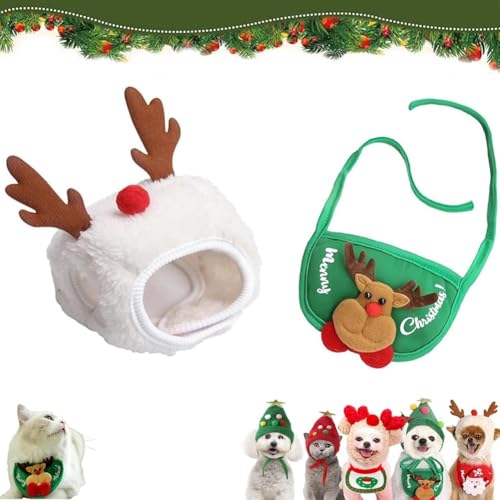 Homtrator Sofenthiss Entzückende Weihnachtsbaum-Pompon-Mütze, Weihnachtsbaum-Pompon-Mütze für Katzen/Hunde, lustiges, weiches Haustier-Accessoire für Haustiere von Homtrator