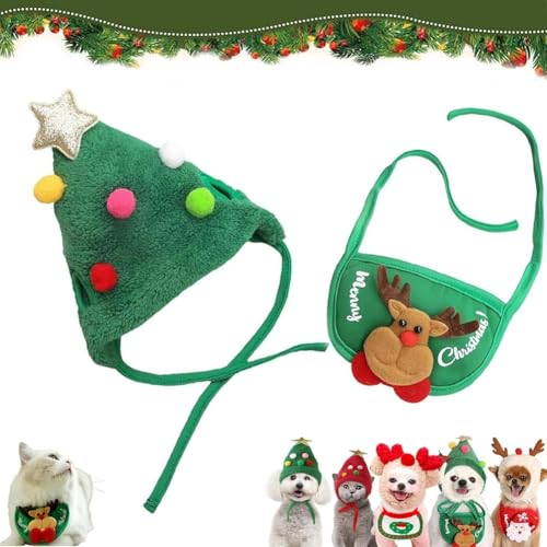 Homtrator Sofenthiss Entzückende Weihnachtsbaum-Pompon-Mütze, Weihnachtsbaum-Pompon-Mütze für Katzen/Hunde, lustiges, weiches Haustier-Accessoire für Haustiere von Homtrator