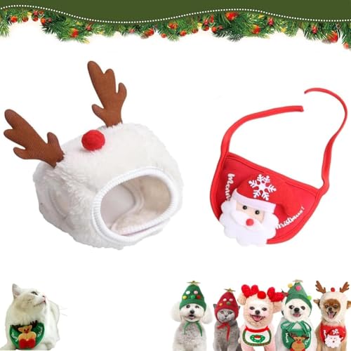 Homtrator Sofenthiss Entzückende Weihnachtsbaum-Pompon-Mütze, Weihnachtsbaum-Pompon-Mütze für Katzen/Hunde, lustiges, weiches Haustier-Accessoire für Haustiere von Homtrator