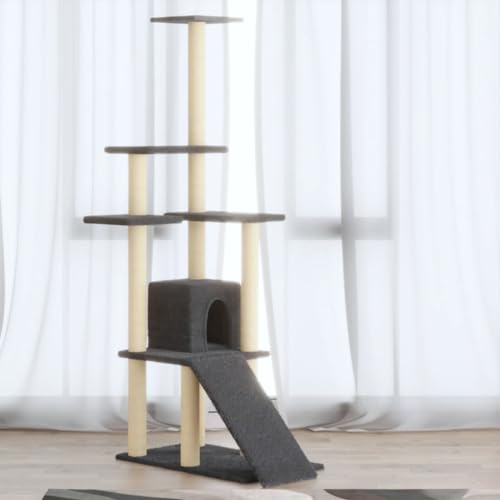 Homvdxl 155 cm großer Katzenbaum Turm mit Katzenhütte für Indoor-Katzen, hoher Katzenturm Aktivitätszentrum mit Kratzbaum, Sprungplattform und Kletterleiter - Dunkelgrau Homvdxl 155 cm großer Katzenbaum Turm mit Katzenhütte für Indoor-Katzen, hoher Katzenturm Aktivitätszentrum mit Kratzbaum, Sprungplattform und Kletterleiter - Dunkelgrau von Homvdxl