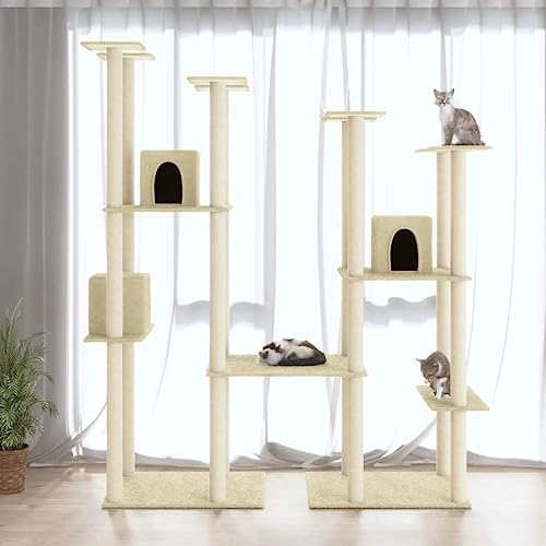 Homvdxl Katzenbaum, 174 cm hoher Katzenturm für Indoor-Katzen, Plüsch Mehrstöckige Katzenhütte mit Kratzbäumen & mehrstufiger Plattform, breites Katzenaktivitätszentrum Katzenmöbel - Creme Homvdxl Katzenbaum, 174 cm hoher Katzenturm für Indoor-Katzen, Plüsch Mehrstöckige Katzenhütte mit Kratzbäumen & mehrstufiger Plattform, breites Katzenaktivitätszentrum Katzenmöbel - Creme von Homvdxl