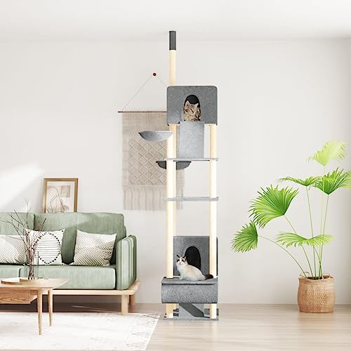 Homvdxl Katzenbaum für Indoor-Katzen, 303 cm Katzenturm mit 2 gemütlichen Höhlen, Sitzstangen, Kratzbäumen und Liegekörben für kleine Räume, Kätzchen - Hellgrau Homvdxl Katzenbaum für Indoor-Katzen, 303 cm Katzenturm mit 2 gemütlichen Höhlen, Sitzstangen, Kratzbäumen und Liegekörben für kleine Räume, Kätzchen - Hellgrau von Homvdxl