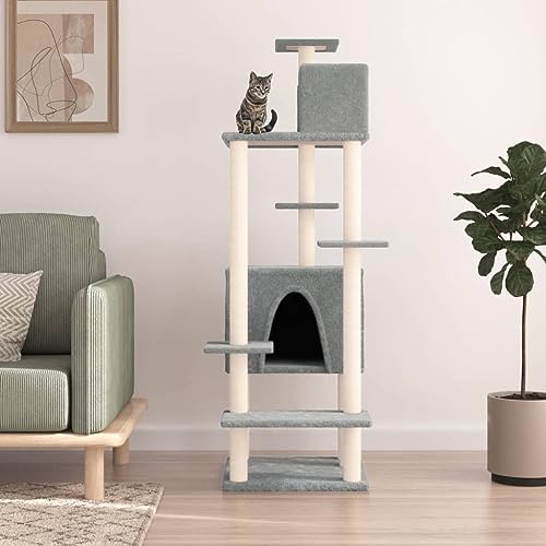 Homvdxl Katzenbaum für Indoor-Katzen, Katzenturm mit 2 gemütlichen Höhlen, mehrstufige Katzenplattform für Kätzchen, Katzen und Haustiere, 66 x 60 x 154 cm, Hellgrau Homvdxl Katzenbaum für Indoor-Katzen, Katzenturm mit 2 gemütlichen Höhlen, mehrstufige Katzenplattform für Kätzchen, Katzen und Haustiere, 66 x 60 x 154 cm, Hellgrau von Homvdxl