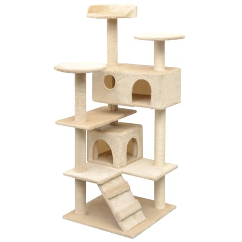 Homvdxl Katzenbaumturm, 125 cm, mehrstöckiges Katzenhaus, Möbel mit Kratzbaum und Bett für Kätzchen, Haustierhaus, Spielaktivitätszentrum, Beige Homvdxl Katzenbaumturm, 125 cm, mehrstöckiges Katzenhaus, Möbel mit Kratzbaum und Bett für Kätzchen, Haustierhaus, Spielaktivitätszentrum, Beige von Homvdxl