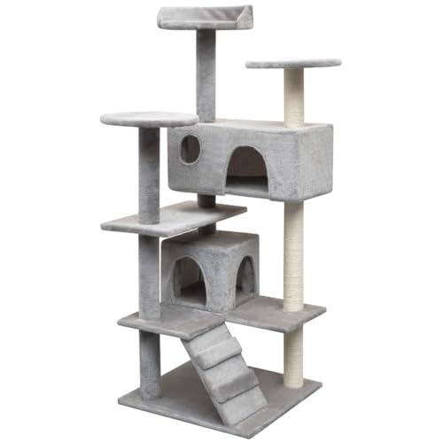 Homvdxl Katzenbaumturm, 125 cm, mehrstöckiges Katzenhaus, Möbel mit Kratzbaum und Bett für Kätzchen, Haustierhaus, Spielaktivitätszentrum, Grau Homvdxl Katzenbaumturm, 125 cm, mehrstöckiges Katzenhaus, Möbel mit Kratzbaum und Bett für Kätzchen, Haustierhaus, Spielaktivitätszentrum, Grau von Homvdxl