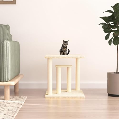Homvdxl Kleiner Katzenbaum, 2 in 1 Katzenkratzbaum mit Katzen-Sitzstange Plattform & Natürlicher Kratzbaum für Indoor Katzen - Creme Homvdxl Kleiner Katzenbaum, 2 in 1 Katzenkratzbaum mit Katzen-Sitzstange Plattform & Natürlicher Kratzbaum für Indoor Katzen - Creme von Homvdxl
