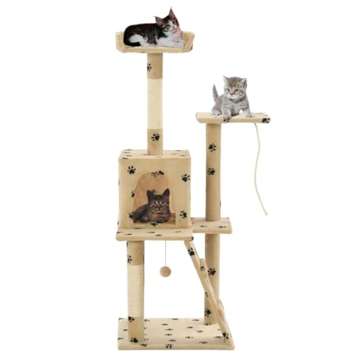 Homvdxl Mehrstöckiger Kratzbaum mit Sisalüberzogenen Kratzstämmen, Plüschhöhle, Spielleiter und Spielzeug, Sitzstangenplattform, Aktivitätszentrum für Kätzchen, Katzen und Haustiere - Beige + Homvdxl Mehrstöckiger Kratzbaum mit Sisalüberzogenen Kratzstämmen, Plüschhöhle, Spielleiter und Spielzeug, Sitzstangenplattform, Aktivitätszentrum für Kätzchen, Katzen und Haustiere - Beige + von Homvdxl