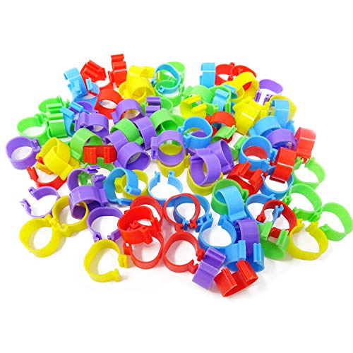 HONBAY 100 Stück 5 Farben 16 mm Geflügel-Fußringe Beinbänder Clip-on Ringe für Vögel, Enten und Hühner HONBAY 100 Stück 5 Farben 16 mm Geflügel-Fußringe Beinbänder Clip-on Ringe für Vögel, Enten und Hühner von Honbay