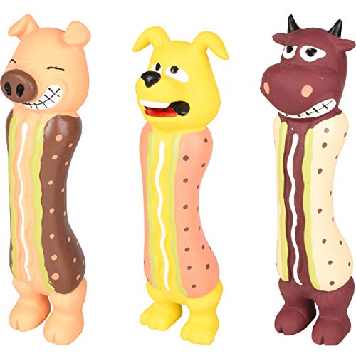 Hond / Hotdog Hondenspeelgoed Latex Dier in Hotdog 6 x 5.5 x 21 cm Willekeurig von Flamingo