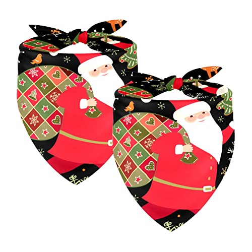 Weihnachtsmann Weihnachtsbaum Fuchs 2 Packungen Welpen Bandana Junge Mädchen Zubehör Bandana für Hunde Katzen Welpen Haustiere Small Medium Large von Honexa