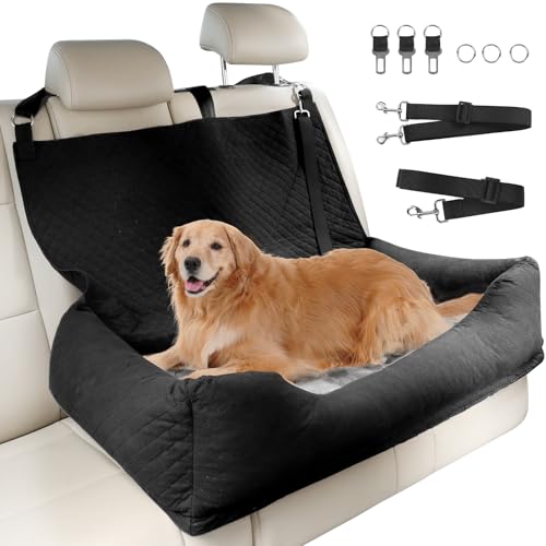 Honey Paws Hunde Autositz für mittelgroße und große Hund oder Zwei kleine Hunde, Universeller Hundesitz Auto Rückbank für Kleine/Mittelgroße Hund bis 25Kg, Rutschfester, Waschbar von Honey Paws